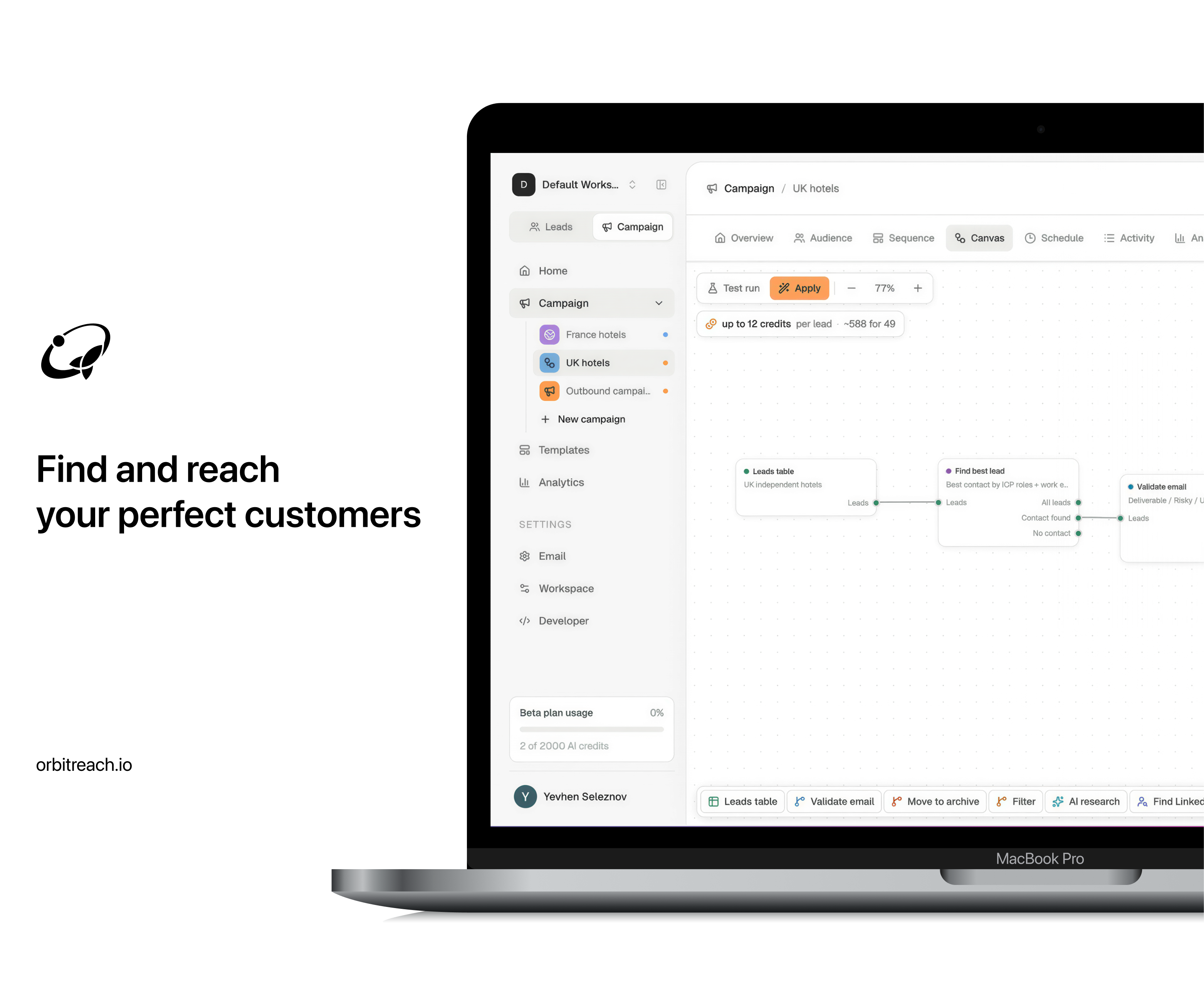 OrbitReach customer outreach platform design